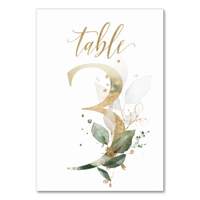 Green & gold foliage, Table 3, Table Number (Front)