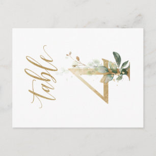 Green & gold foliage, Table 4, Table Number Postcard