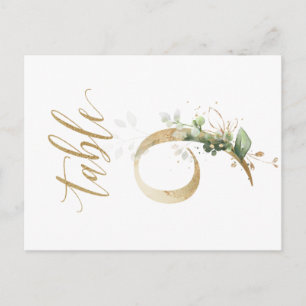 Green & gold foliage, Table 9, Table Number Postcard
