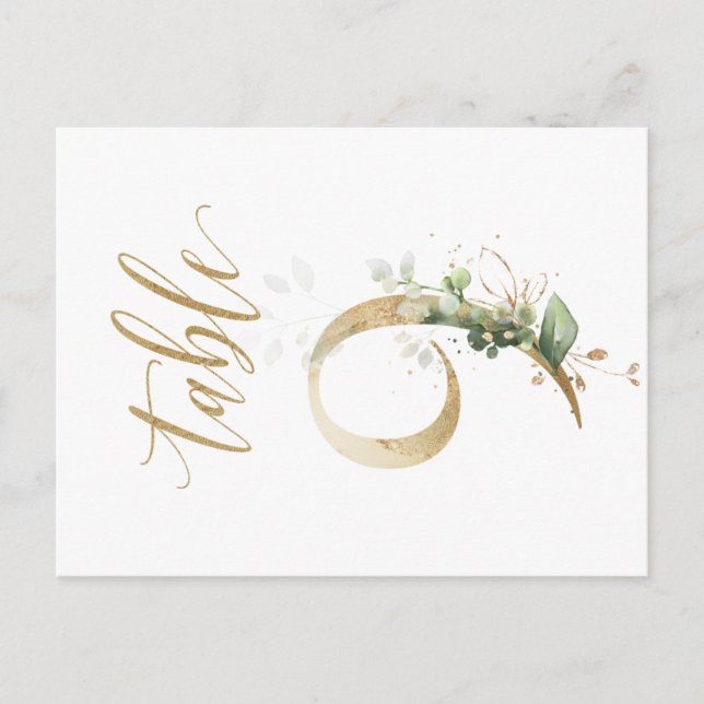 Green & gold foliage, Table 9, Table Number Postcard (Front)