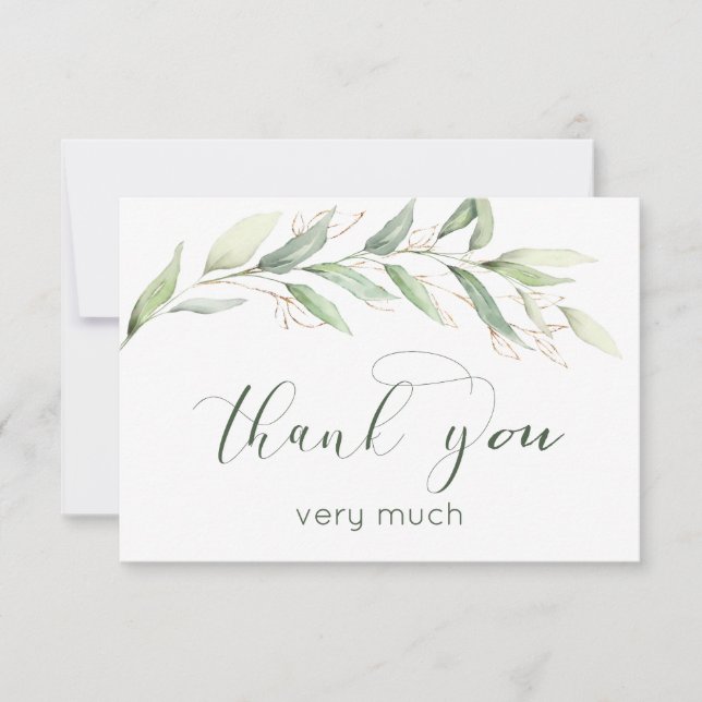 Green & gold foliage Thank You Card (Front)