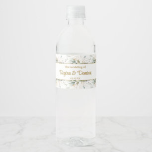 Green Gold Foliage Water Bottle Label