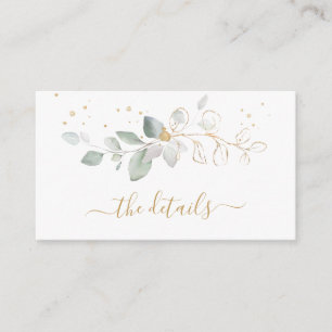 Green & gold foliage Wedding Details Website Enclosure Card