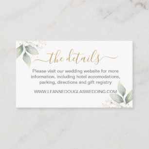 Green & gold foliage Wedding Details Website Enclosure Card