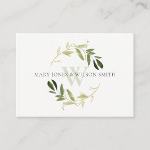 GREEN GOLD FOLIAGE WREATH WEDDING WISHING WELL ENCLOSURE CARD