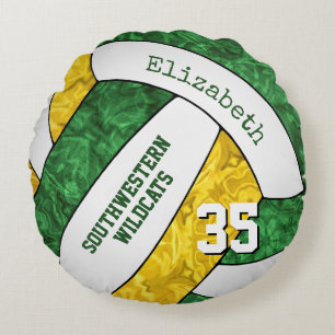 green gold girls volleyball team keepsake round cushion