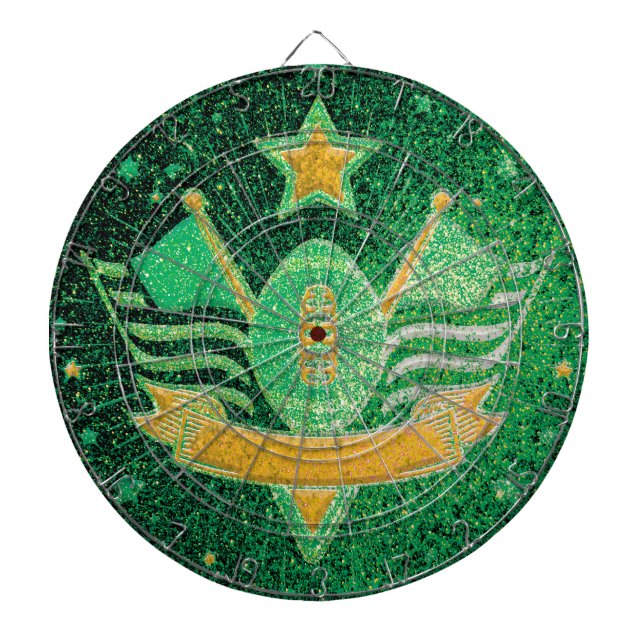 Green Gold Glitter American Football Jersey MVP  Dartboard (Front)