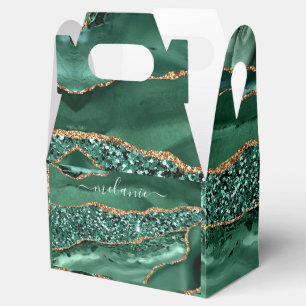 Green Gold Glitter Emerald Custom Name Gift Box
