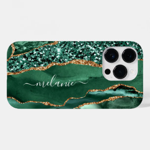 Green Gold Glitter Emerald Your Name iPhone Case