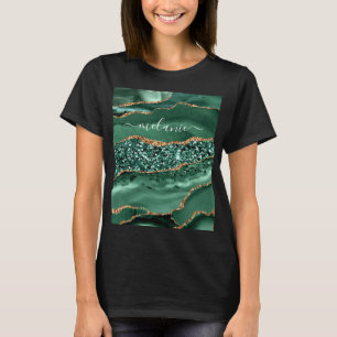 Green Gold Glitter T-Shirt Personalised Name