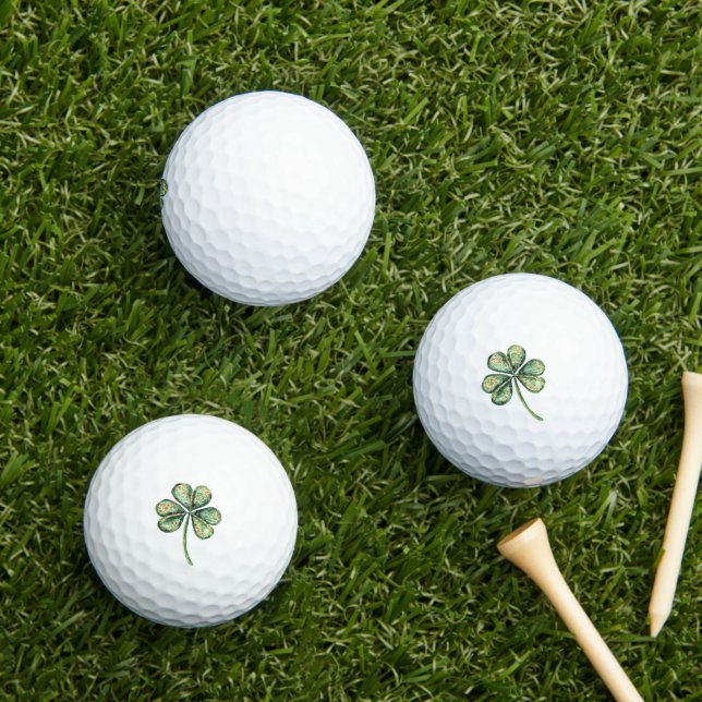Green Gold Glitz Shamrock   Golf Balls (Insitu Grass)