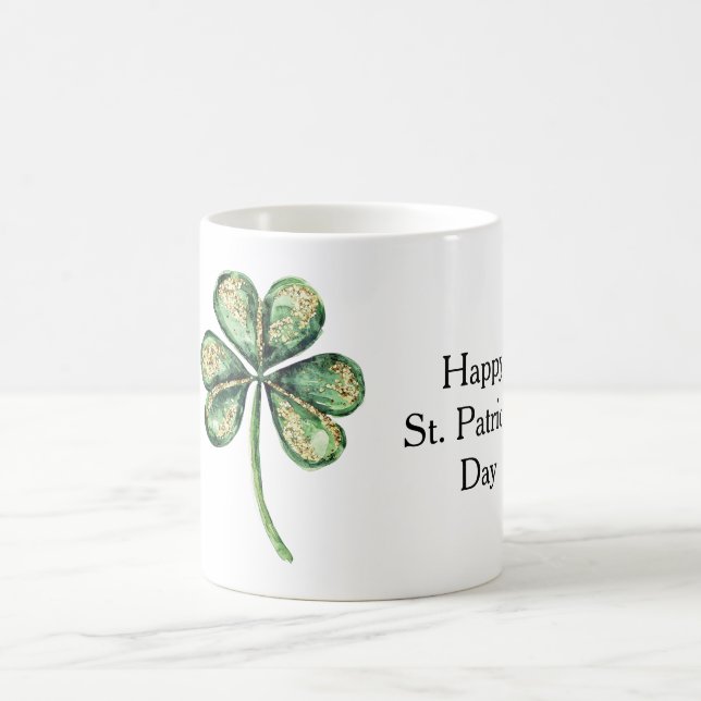 Green Gold Glitz Shamrock St. Patrick's Day Coffee Mug (Center)