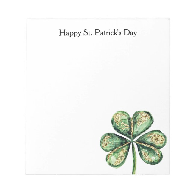 Green Gold Glitz Shamrock St. Patrick's Day Notepad (Front)