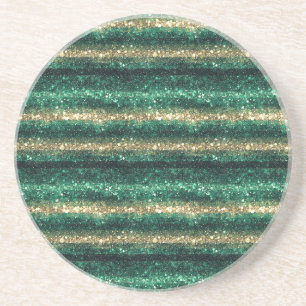 Green Gold Glitzy St. Patrick's Day Glitter Coaster