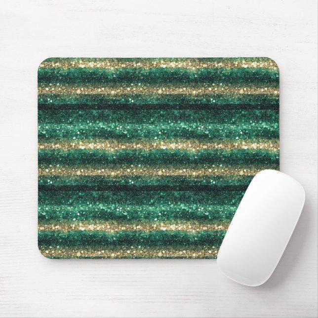 Green Gold Glitzy St. Patrick's Day Glitter Mouse Pad (With Mouse)