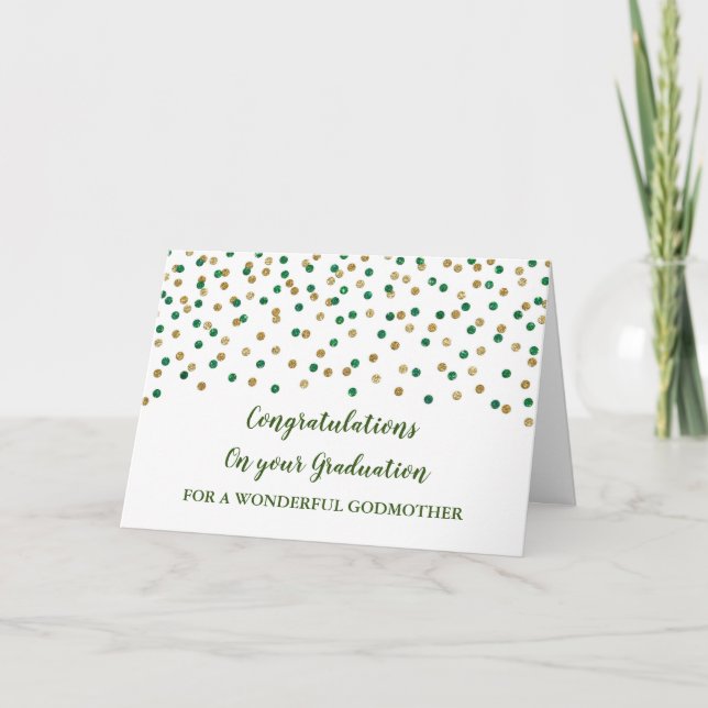 Green Gold Godmother Congratulations Graduation Card (Front)