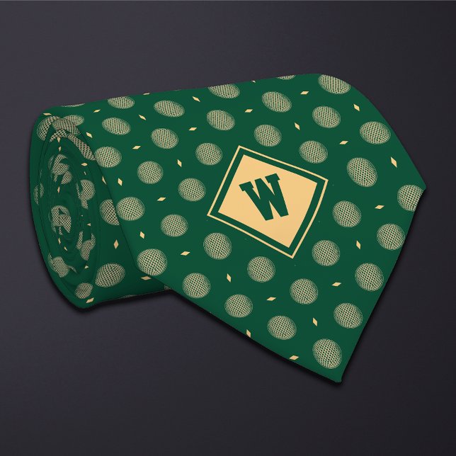 Green Gold Golf Ball Icon Necktie (Creator Uploaded)