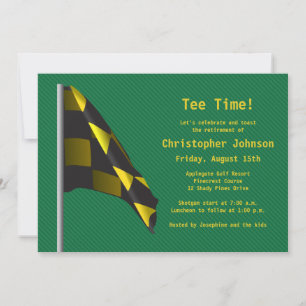 Green Gold Golf Flag Retirement Party Invitation