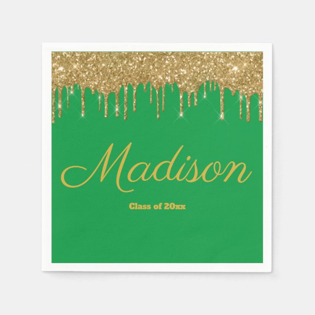 Green & Gold Graduation Party Class of 2024 Paper Napkin (Front)