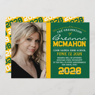 Green & Gold Graduation Photo Announcement