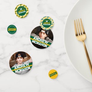 Green & Gold Graduation Photo Personalised Party Confetti