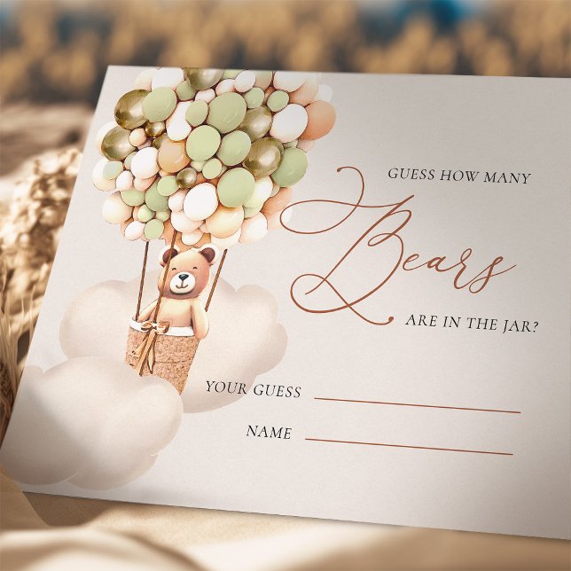 Green Gold Guess How Many Bears Balloons Tickets Enclosure Card (Creator Uploaded)