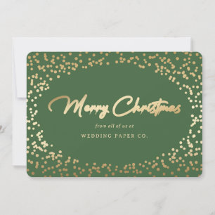 Green Gold Hand Lettered Business Christmas Cards