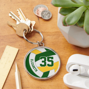 green gold her team colours custom volleyball key ring