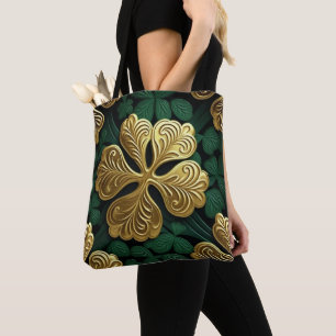 GREEN & GOLD IRISH CELTIC KNOTS TOTE BAG