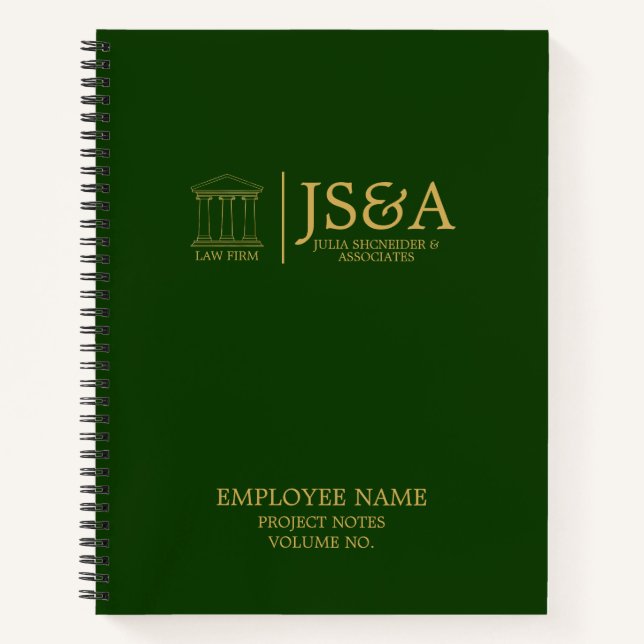 Green Gold Justice Columns Law Firm Notebook (Front)