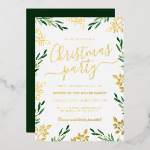 Green Gold Leaf Christmas Party