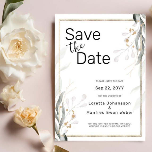 Green Gold Leaves Save the date  (Creator Uploaded)