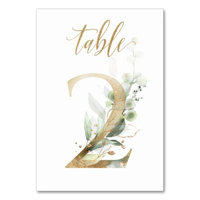Green Gold Leaves Table 2, Number (Front)