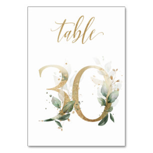 Green Gold Leaves Table 30, Table Number