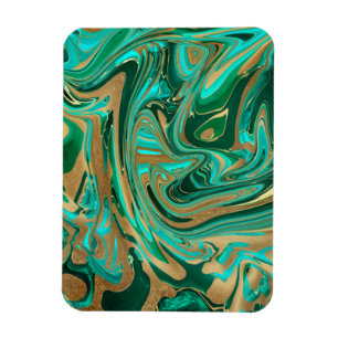 Green & Gold Liquid Marble Magnet