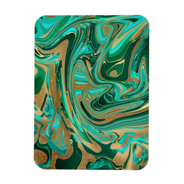 Green & Gold Liquid Marble Magnet (Vertical)