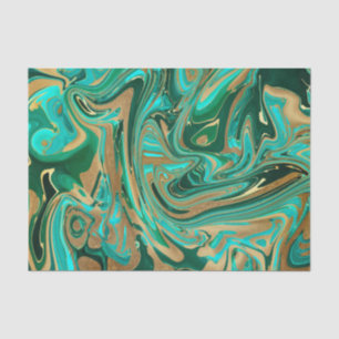 Green & Gold Liquid Marble Tissue Paper