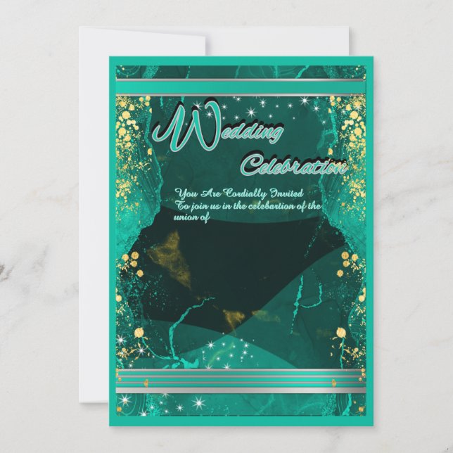 Green & Gold Marble Flat Card  (Front)