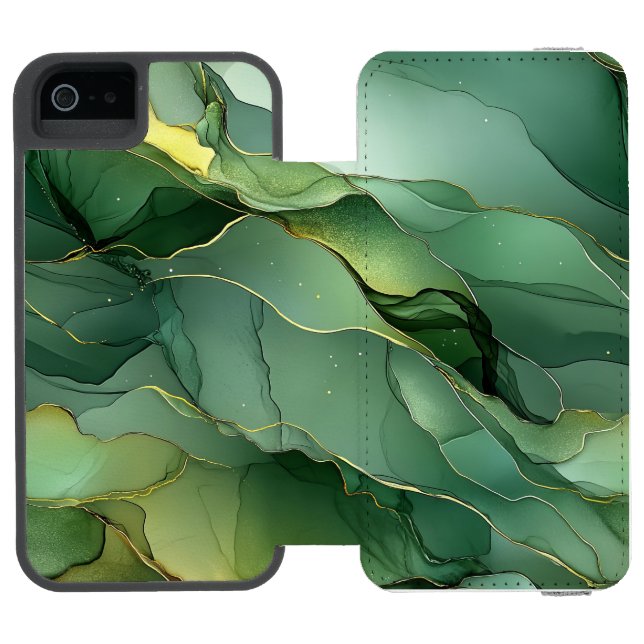 Green Gold Marble  Incipio iPhone Wallet Case (Folio Open)