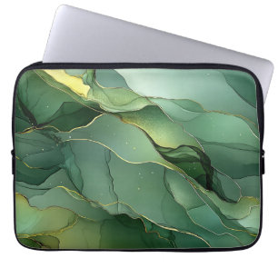 Green Gold Marble Laptop Sleeve