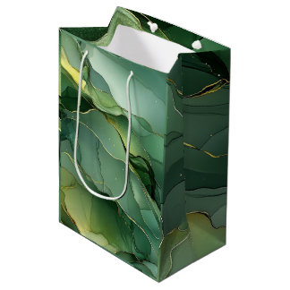 Green Gold Marble  Medium Gift Bag