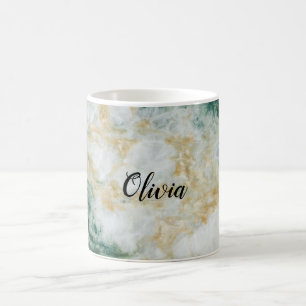 Green Gold Marble Personalised Coffee Mug