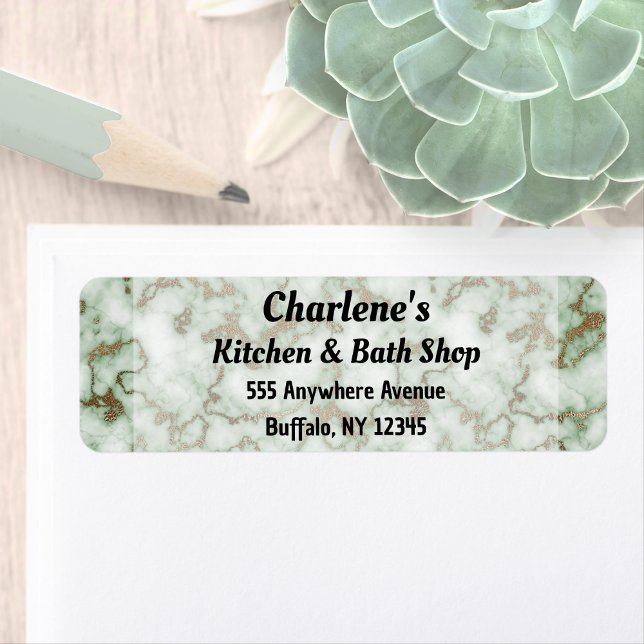 Green Gold Marble Return Address Label (Green Gold Marble Return Address Label by Office Accessories Shop)