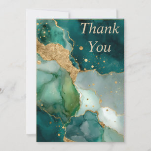 Green & Gold Marble Thank You Card