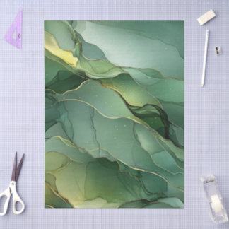 Green Gold Marble  Tissue Paper