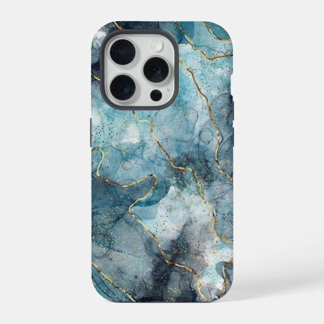 Green Gold Marbles iPhone Case (Back)