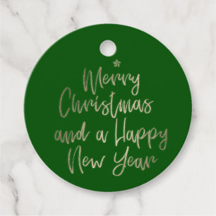 Green Gold Merry Christmas Personalised Favour Tag