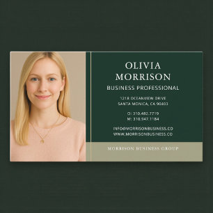 Green Gold Minimal Modern Photo Business Card