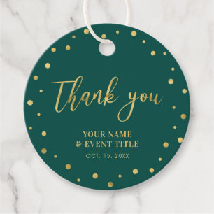 Green & Gold   Modern Birthday Favour Thank you Favour Tags