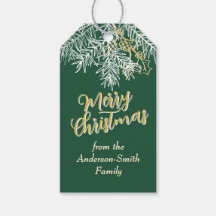 Green Gold Modern Elegant Christmas Botanical